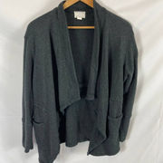 Caslon Open Front Draped Cardigan Sweater Dark Grey Size small