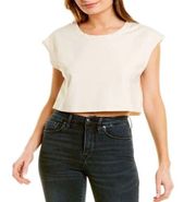 Good American Beige Crop Tee(Size Medium)