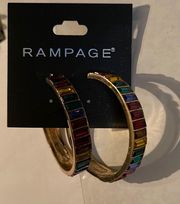 New Rampage Multi-color crystals baguette clip on earrings