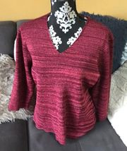 Pink/Purple V-Neck Knit Top Size L