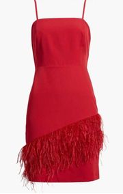 Feather hem sheath Red Wine Dress NWT $158 Valentines Lady in red 6