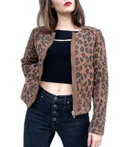 Blank NYC Quilted Leopard Print Boho Chic Grunge Bomber Jacket Medium