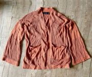 Orange Sienna Bell Sleeve Knit Pocket Open Oversized Boho Cardigan S