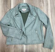 Philosophy faux suede open front soft green jacket size large