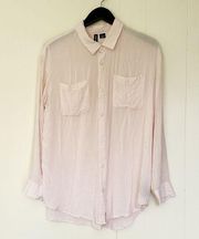 SOMETHING NAVY Pink & White Striped Button Down Shirt