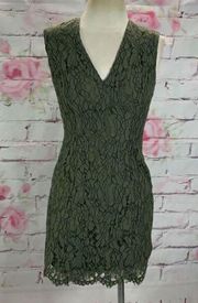 Keepsake Women's Laced Sleeveless V-Neck Bodycon Mini Dress Green Size 5