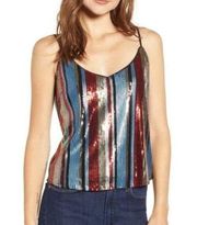 VICI Heartloom Sparkle Sequin Stripe Camisole Top women's size small