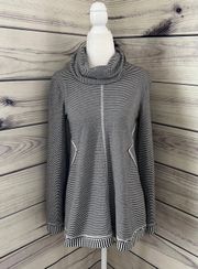 Anthropologie  Black & White Striped Cowl Neck Sweatshirt