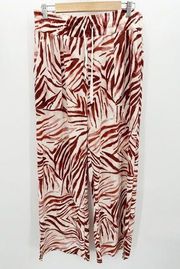 Zac & Rachel Red Cream Printed Drawstring Waist Lounge Pants Women's Size Large