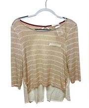 New With Tags A’gaci 3/4 Sleeve‎ Brown-White Sweater Size Small