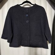 Apostrophe dark grey cardigan style sweater, 3 button , 2 small frontal pockets