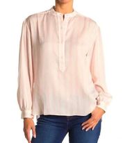 BB Dakota “I am Thriving” Pink Stripe Oxford Satin Button Down Blouse Size XS