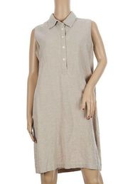 Valerie Stevens Pure Linen Button Front Sleeveless Shift Dress