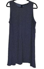 Polka Dot Sleeveless Tank Dress Size 2XL Navy Blue Flowy