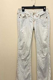 Vintage True Religion Jeans Womens Size 29x32 White Flare Twisted Low Rise Y2K