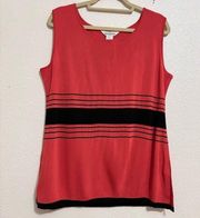 Exclusively Misook | red and black striped tank top