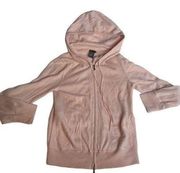 THEORY 100% Cashmere Baby Pink Hooded Jacket Small Zip Up