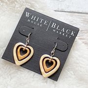 White House Black Market Heart Earrings Silver Rose Gold Drop New