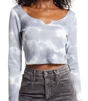 All in Favor Tie Dye Waffle Knit Crop Top - Grey - Size XL