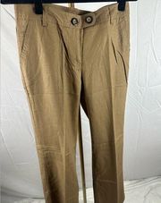 NWOT BCBG BCBGMAXAZRIA Linen blend Straight Leg Brown Pants Size 4 Button