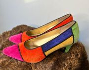 Vintage Rush Hour Color Block Suede Heels