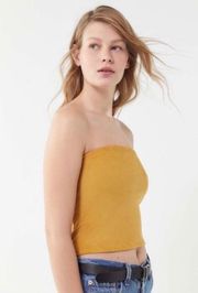 Urban Outfitters Mustard Suede Cropped Tube Top