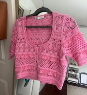 Pink Crotchet Knit Sweater