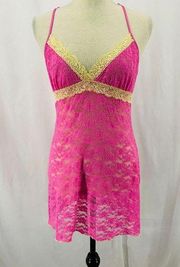 Cosmopolitan Sexy Lingerie Chemise Bubble Gum Pink Lace Small