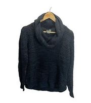 Quinn Francescas Black/Blue Open Knit Sweater S/P/P Cowl Neck