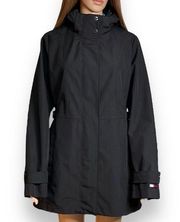 Tommy Hilfiger Black Trench Raincoat Jacket With Hood Women’s Size Medium, NWT!