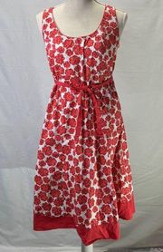 Scoop Neck Red Floral Sundress Size Medium