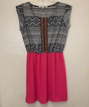 Boho Pink Embroidered Dress Size S