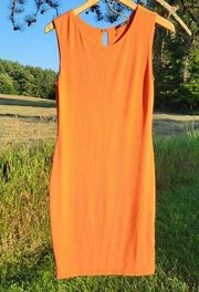 Tart Sleeveless Crew-Neck Body Con Belted Dress - /Orange - M