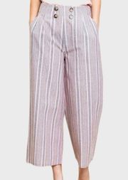 Umgee striped high waist wide leg cropped pants size medium