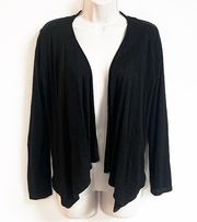 Artisan NY Linen Long Sleeve Solid Black Casual Open Cardigan Medium Lightweight