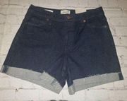 Nwt Universal Thread Women Size 6/28R Vintage Stretch Midi Cuff Dark Wash Shorts