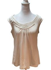 Signature Cream Sleeveless Women’s Tank Top with Overlapping Front