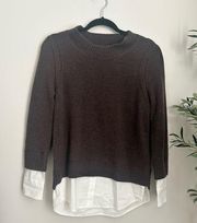 Brochu Walker Eaton Layered Pullover sweater wool brown‎ M