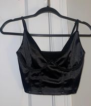 Black Satin Crop Top 