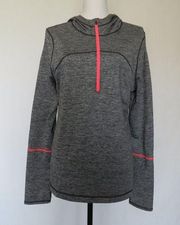 Gray Hooded Women’s Sport Exercise Pullover Zipper Athletic Top XL