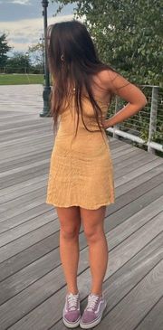 Gold Mini Dress with Halter Style Top And Animal Style Print