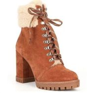 Gianni Bini Sight See Suede Shearling Lug Sole Hiker Platform Booties Size 6.5