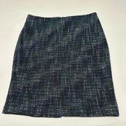 Karl Lagerfeld Size 14 Blue/Black Patterned Tweed Pencil Skirt