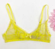 Savage X Fenty Ditsy Floral Limelight Unlined Mesh Lace Bralette Yellow Pink