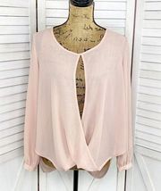 Sans Souci Sheer Split Surplus Blouse Blush Pink Small