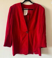 Badgley Mischka Silk Power Blazer in Red