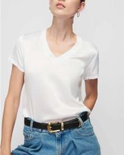 Nation LTD June silk v neck top in white