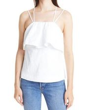 Self-Portrait Ivory Leaf Textured Jacquard Camisole Top Size 0 NWT