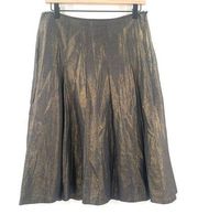 BCBGMAXAZRIA Skirt Size 4 Gold Black Pleated High Waisted A-Line Business Casual