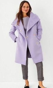 Ann Taylo Belted Funnel Neck Lilac Coat Size Small